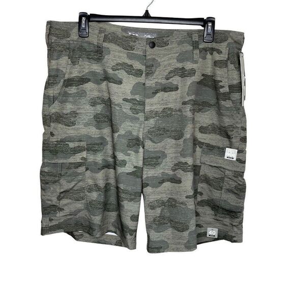 LEE Mens Lightweight Cargo Tech Shorts NEW Green Camo Performance Sz 40 x 11 - Picture 1 of 8